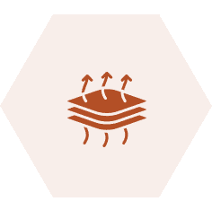 Ventilation arrows on layered material