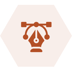 Pen tool icon on hexagonal background